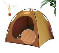 Breezyden Tente pop-up pour animal de compagnie, portable, pour chats et petits chiens, tapis en bambou intégré, respirant, cool et cool, pour chats et chiens, marron, taille XL