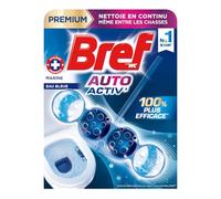 BREF Bloc WC Auto Activ' Premium Marine Eau Bleue 52 g - Nettoyage continu aux enzymes actives, fraîcheur marine - Lot de 4