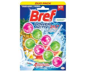 BREF Blocs WC Hawaï Power Activ' - Duo Pack de 2 blocs de 52 g chacun - Fraîcheur intense et propreté durable pour vos toilettes - Lot de 3