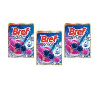 Bref Lot de 3 Blocs WC 50g Color Activ+ Fleurs sauvages - Nettoyant Détartrant toilettes
