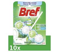 Bref Toilettes Pro Nature Menthe et Eucalyptus, Détergent Désodorisant En Plaquettes Désinfectant Salle de Bain, Format Stock, 10 Pièces
