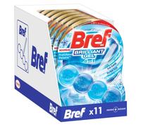 BREF WC Brilliant Gel Fraîcheur Polaire - Produit Nettoyant WC - 4 éléments actifs - Mousse nettoyante - Protection contre la saleté - Parfum frais -Brillance Intense - Lot de 11 Blocs WC (11x50g)