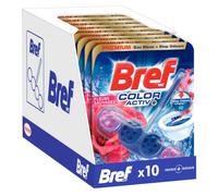 Bref WC Color Activ' Fleurs Sauvages - Produit Nettoyant WC - Eau Bleue + Stop Odeurs - 4 éléments actifs - Action nettoyante - Formule anti-calcaire - Anti-saleté - Extra fraicheur -10 Blocs(10x50g)