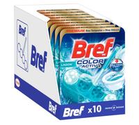 Bref WC Color Activ+Lagon - Produit Nettoyant WC -Eau Turquoise+Stop Odeurs - 4 éléments actifs- Action nettoyante - Formule anti-calcaire - Anti-saleté - Extra fraicheur -Lot de 10 Blocs WC (10x50g)