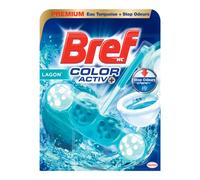 Bref WC - Color Activ+ Marine - Produit Nettoyant WC - Eau Bleue + Stop Odeurs - 4 éléments actifs - Action nettoyante - Formule anti-calcaire - Anti-saleté - Extra fraicheur - 1 Bloc WC (50g