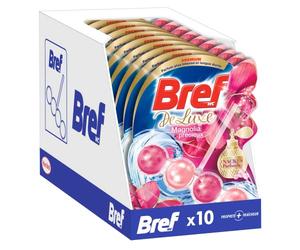 BREF WC Deluxe Magnolia Précieux, Bloc WC, Produit Nettoyant pour toilettes Parfumé et anti-odeur, Formule Anti Calcaire et Anti Saleté, 1 Bloc WC (50g)