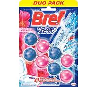 Bref WC Power Activ' Boost Fleurs Roses - 2 Blocs WC (2x50g) - Produit Nettoyant WC - Anti calcaire Mousse Nettoyante