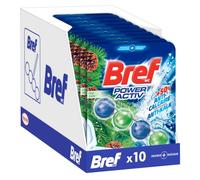 Bref WC Power Activ' Boost Pin-Produit Nettoyant WC - Anti calcaire - Mousse Nettoyante - Fraîcheur intense - Anti-saleté - 4 Elements Actifs Lot de 10 Blocs WC (10x50g)