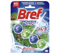 Bref WC Power Activ' Boost Pin - Produit Nettoyant WC - Anti calcaire - Mousse Nettoyante - Fraîcheur intense - Anti-saleté - 4 Elements Actifs - 1 Bloc WC (50g) (Lot de 6)