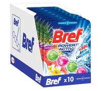 Bref WC Power Activ' Exotic Hawai - Produit Nettoyant WC - Anti calcaire - Mousse Nettoyante - Fraîcheur intense - Anti-saleté - 4 Elements Actifs - Lot de 10 Blocs WC (10x50g)