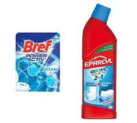 Bref WC Power Activ' Ocean - 1 Bloc WC (50g) - Produit Nettoyant WC - Détartrant toilettes+Eparcyl 2en1 - Gel WC (0.750L) Spécial Fosse Septique - Produit WC Détartrant + Entretien Fosse Septique