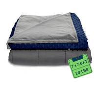 BREFR Couverture lestée king size 220 x 230 cm 9,1 kg calme l'agitation favorise la relaxation housse douce bleu marine lavable en machine