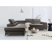 BREGO Gris Canapé d'angle en L 270x202 cm Côté gauche - Canapé-lit avec tiroir de lit, Appuie-tête réglables, Tissu Zetta, Design moderne, Autoportant, Coin rembourré confortable