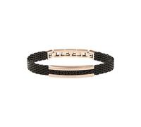 Breil - Bracelet pour homme collection SNAP TJ2743 - Bijou en acier inoxydable noir avec plaque centrale en or rose - Longueur 21 cm - Or rose et noir, Eine Grösse, Acier inoxydable, Pas de gemme