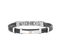 Breil, Collection 9K Loop, double bracelet femme en acier poli, avec élément central en or 9K, fermeture à bijoux, longueur réglable jusqu'à 17,5 cm, Taglia unica, Steel, Gold, Pas de gemme