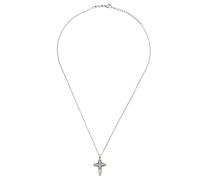 Breil, Collection Ceramic Brick Collier Homme en Acier avec Pendentif Croix Émaillé et CZ Noirs, Design Audace, Longueur réglable jusqu'à 52 cm, 45, Acier inoxydable, Zircon