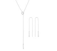 Breil, Collection Flow, kit boucles d'oreilles et collier femme, ensemble bijoux en acier brillant, collier réglable jusqu'à 70 cm, boucles d'oreilles pendantes 6,6 cm, idée cadeau femme, Taglia unica