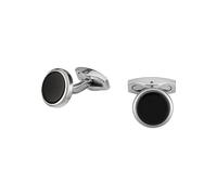Breil Cufflink Code Boutons de manchette en acier et onyx pour homme