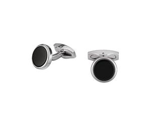 Breil Cufflink Code Boutons de manchette en acier et onyx pour homme