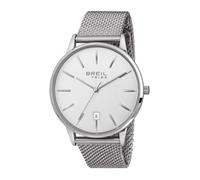 BREIL Montre Homme Avery Cadran Mono-Blanc Mouvement Seul Tempo - 3 Quartz LANCETTE et Mesh Silver Steel EW0493, Multicolore, Moderne