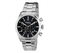 Breil Montre Homme Classique élégance Cadran Mono-Couleur Noir Mouvement CHRONOGRAPHE Quartz et Bracelet Acier argenté EW0227, Noir, Moderne