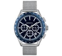 BREIL Montre Homme Rugged Monochrome Cadran Bleu Chronographe Quartz et Maille Acier Argent Mouvement TW1890, Multicolore, Moderne