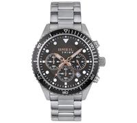 Breil, Sail Collection Montre chronographe à Quartz pour Homme Bracelet en Acier Inoxydable Cadran Anthracite Aiguilles fluorescentes et Index des Heures Fermoir Plongeur 28 mm Argenté,