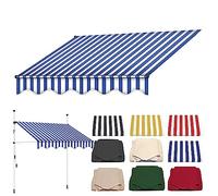 Breite Markisenstoff Imperméable 280 g/m² Toile de protection solaire pour jardin, terrasse, balcon - Bleu et blanc - Taille : 200 cm