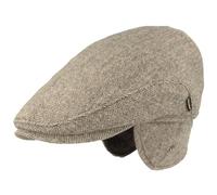 Breiter Bonnet d'hiver pour homme avec cache-oreilles - Casquette plate - 100 % laine - avec protection d'oreille repliable - Doux et confortable, 58