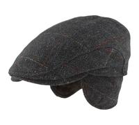 Breiter Bonnet d'hiver pour homme avec cache-oreilles - Casquette plate - 100 % laine - avec protection d'oreille repliable - Doux et confortable, 64