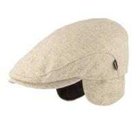 Breiter Bonnet d'hiver pour homme avec cache-oreilles - Casquette plate - 100 % laine - avec protection d'oreille repliable - Doux et confortable, gris clair, 59