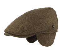 Breiter Bonnet d'hiver pour homme avec cache-oreilles - Casquette plate - 100 % laine - avec protection d'oreille repliable - Doux et confortable, 55