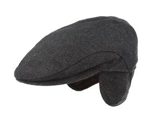 Breiter Bonnet d'hiver pour homme avec cache-oreilles - Casquette plate - 100 % laine - avec protection d'oreille repliable - Doux et confortable, 59