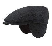 Breiter Bonnet d'hiver pour Homme avec Oreillettes Casquette Plate 100% Laine - avec Cache-Oreilles Rabattables - Doux pour la Peau et ConfortableBleu 56