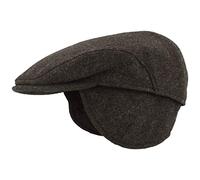 Breiter Bonnet d'hiver pour Homme avec Oreillettes Casquette Plate 100% Laine - avec Cache-Oreilles Rabattables - Doux pour la Peau et Confortable Anthracite Uni 57