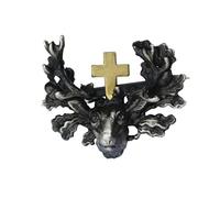 Breiter Broche de chapeau en étain avec motif cerf hubertus