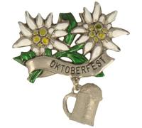 Breiter Broche pour chapeau - Bijou de chapeau - Edelweiss - Chope de bière - Fête de la bière - Broche traditionnelle, Onesize, Métal, Pas de gemme