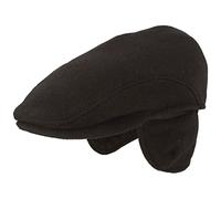 Breiter Casquette Plate pour Homme avec Cache-Oreilles Bonnet Casquette à Visière Imperméable & Pliable Flat Cap Beanie Doux pour la Peau et Confortable - Noir 57