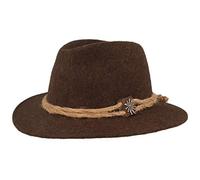 Breiter Chapeau de costume original pour homme - En feutre - Style tyrol - 100 % laine - Cordon de chanvre - Blanc noble et bord étroit, marron, 56