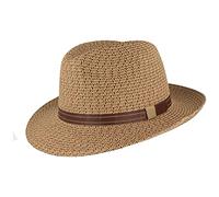 Breiter Chapeau de Paille Bogart Chapeau de Soleil d'été - 100% Paille Papier - Pliable Particulièrement Léger Flexible Doux pour la Peau et Confortable - Marron - Medium