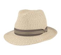 Breiter Chapeau de Paille Bogart Chapeau de Soleil d'été - 100% Paille Papier - Pliable Particulièrement Léger Flexible Doux pour la Peau et Confortable - Gris - Medium
