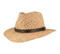 Breiter Chapeau de Paille d'été Chapeau de Soleil - Tressé à la Main 100% Paille - Traveller - Particulièrement Léger, Flexible, Doux pour la Peau et Confortable - Beige - Naturel - Marron 2, S 54