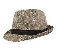 Breiter Chapeau de Paille Trilby Chapeau de Soleil d'été - avec Ruban Gros Grain - 100% Papier - Pliable Léger Souple Doux pour la Peau et Confortable - Noir - Small