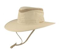 Breiter Chapeau de Soleil Chapeau Safari Chapeaux de Brousse Extérieur avec Protection UV 30+ Respirant Léger Pliable avec Mentonnière Réglable et Poche Secrète - Beige - Large