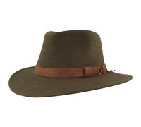 Breiter Chapeau de Trekking en Feutre Enroulable - 100% Laine - Imperméable Pliable - pour Homme et Femme Olive 59