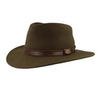 Breiter Chapeau de Trekking en Feutre Enroulable - 100% Laine - Imperméable Pliable - pour Homme et Femme Olive 58