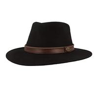 Breiter Chapeau de Trekking Enroulable 100% Laine Feutre, Imperméable et Pliable, Garniture en Cuir, Homme et Femme (Noir, 60)