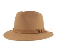 Breiter Chapeau d'extérieur en feutre - Chapeau de trekking - 100 % laine - Chapeau imperméable et pliable - Avec garniture en cuir - Pour homme et femme, Bracelet en cuir camel, 62