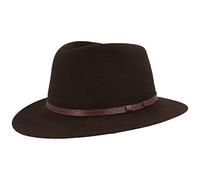 Breiter Chapeau d'extérieur en feutre, chapeau de trekking, imperméable, pliable, garniture en cuir, pour homme et femme, marron, 56