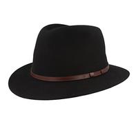 Breiter Chapeau d'extérieur en feutre, chapeau de trekking, imperméable, pliable, garniture en cuir, pour homme et femme, Noir , 62